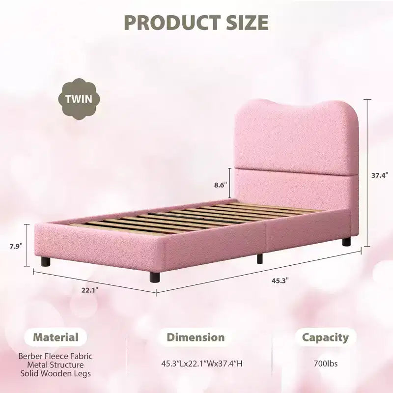 Cadre de lit en tissu bouclé rembourré avec tête de lit – Aucun sommier tapissier requis