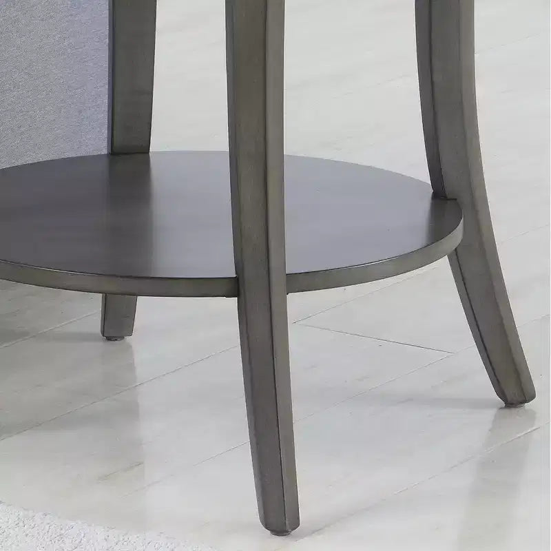 Round Side End Table with Arched Legs & Storage Shelf – Gray, 23.5"H