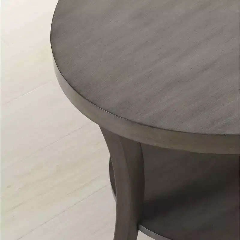 Round Side End Table with Arched Legs & Storage Shelf – Gray, 23.5"H