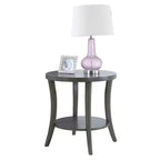 Round Side End Table with Arched Legs & Storage Shelf – Gray, 23.5"H