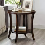 Round Side End Table with Arched Legs & Storage Shelf – Gray, 23.5"H