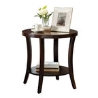 Round Side End Table with Arched Legs & Storage Shelf – Gray, 23.5"H