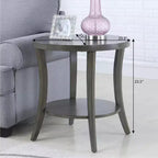 Round Side End Table with Arched Legs & Storage Shelf – Gray, 23.5"H
