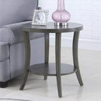Round Side End Table with Arched Legs & Storage Shelf – Gray, 23.5"H