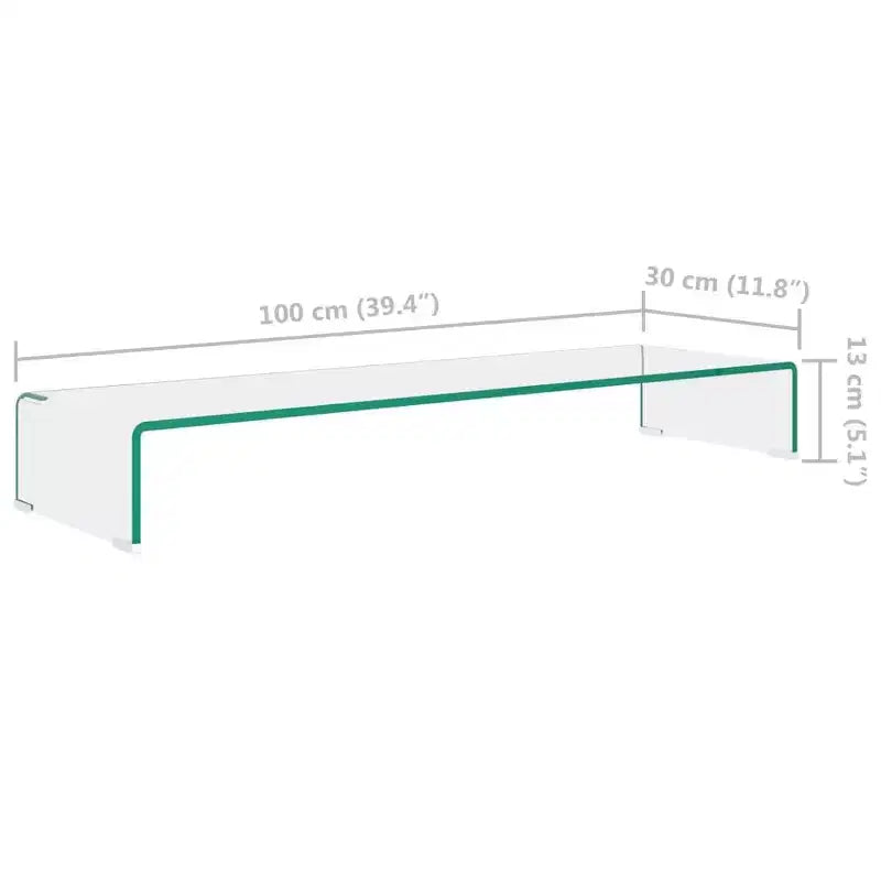 Meuble TV en verre trempé – Rehausseur d'écran moderne avec rangement, transparent