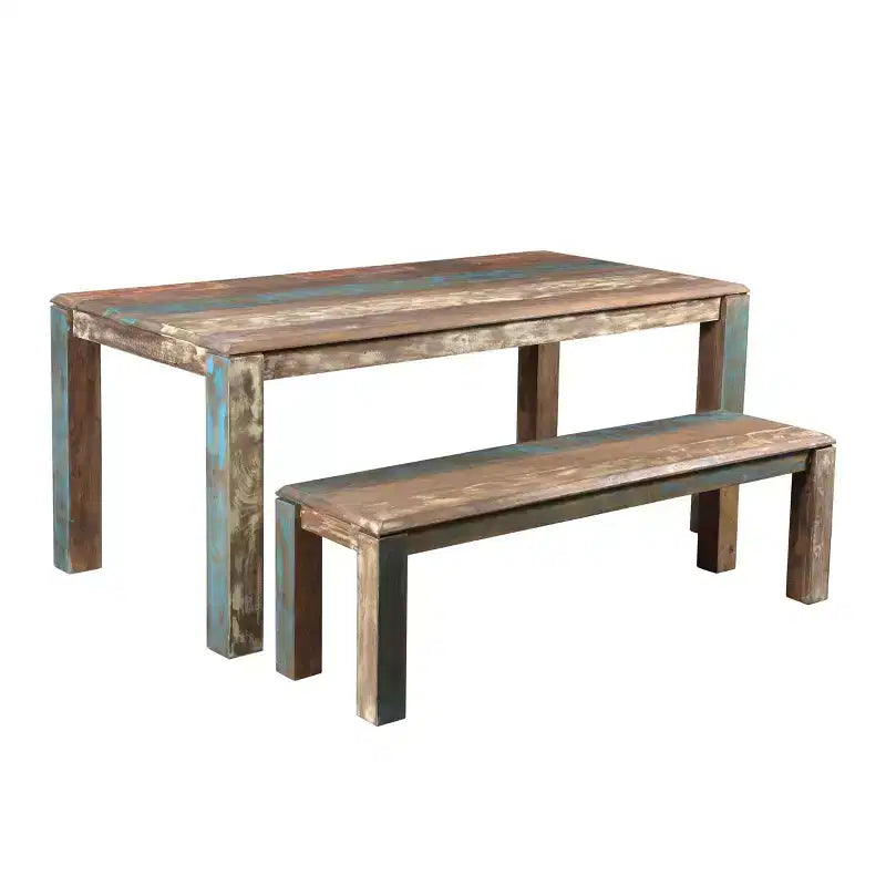60" Reclaimed Solid Wood Farmhouse Dining Table – Seats 6, Handcrafted, Natural