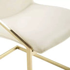 Fauteuil de salle à manger en velours avec piètement géométrique doré – Ivoire