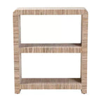 35" Woven Grasscloth Bookshelf – 2-Shelf Bohemian Display, Natural