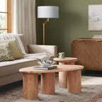 Table basse en bois naturel bio de 40,59 cm – Forme irrégulière, base à 3 pieds