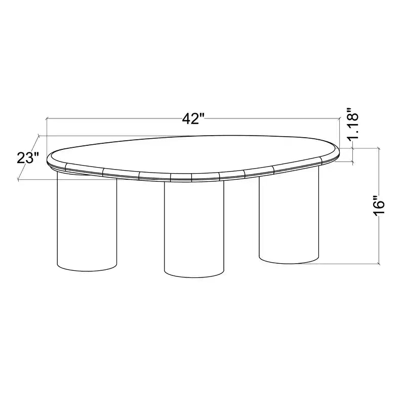 Table basse en bois naturel bio de 40,59 cm – Forme irrégulière, base à 3 pieds