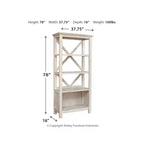 Bibliothèque de 198 cm de haut – 4 étagères, finition blanchie vieillie, style ferme moderne