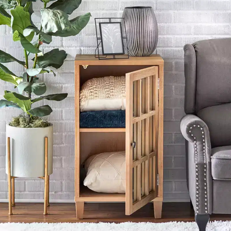 Matteo Modern Mirrored Door Cabinet – Natural Finish – Lifestorey