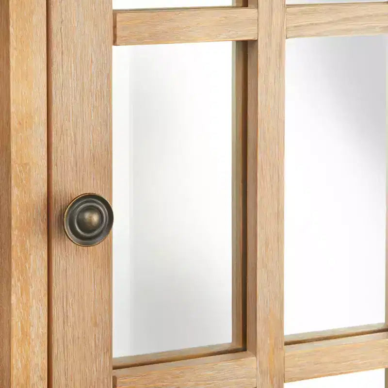 Matteo Modern Mirrored Door Cabinet – Natural Finish – Lifestorey