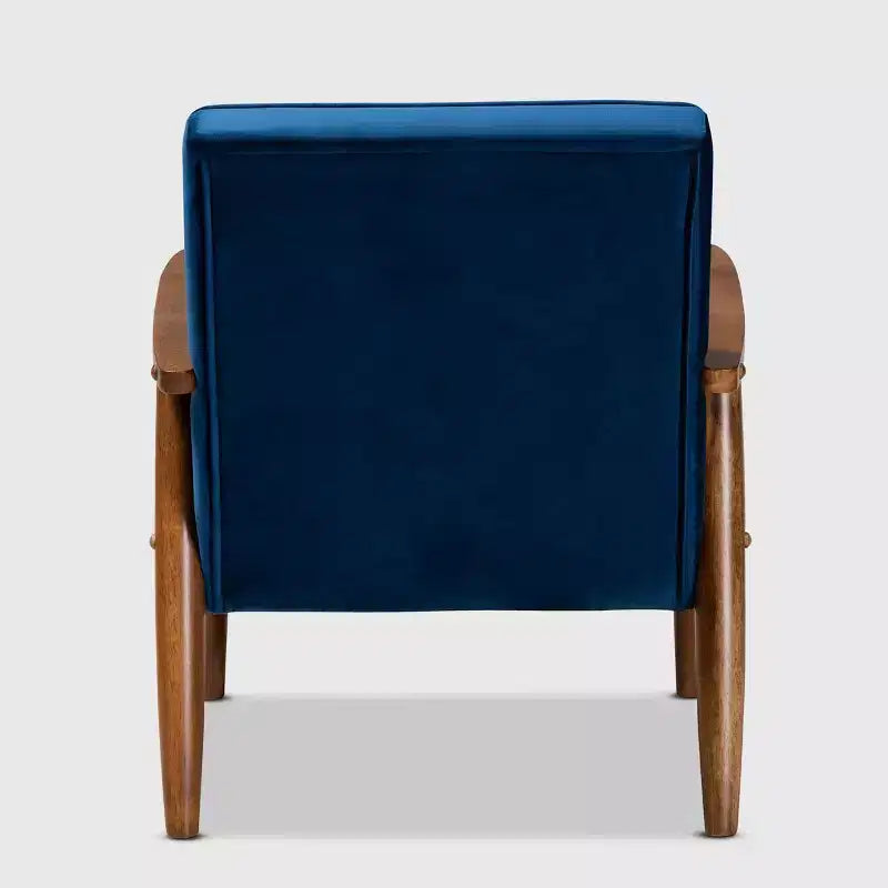 Fauteuil de salon capitonné en velours – Style Sorrento, moderne du milieu du siècle