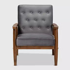 Fauteuil de salon capitonné en velours – Style Sorrento, moderne du milieu du siècle