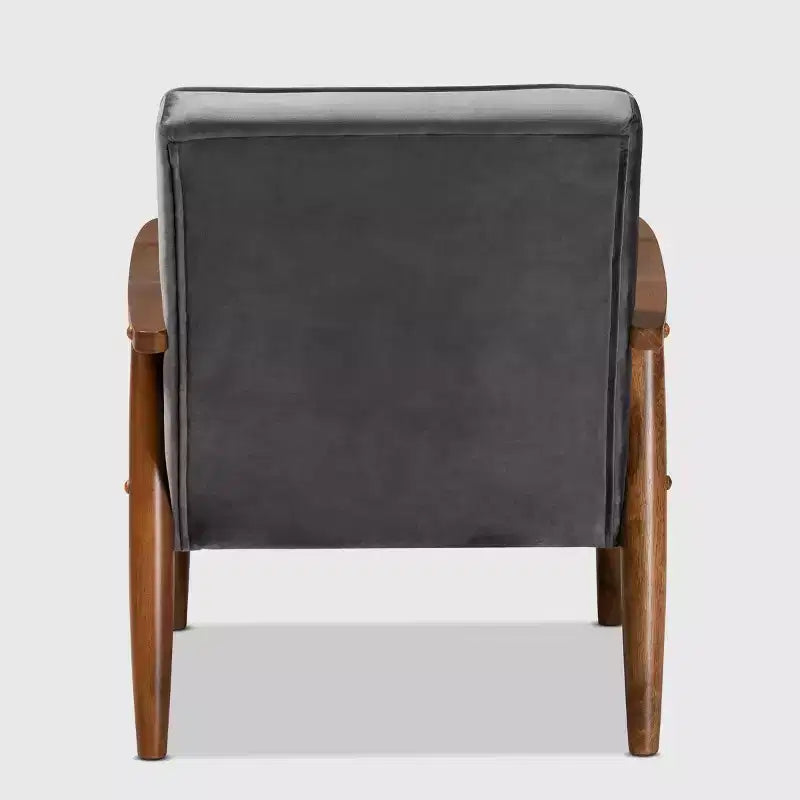 Velvet Upholstered Lounge Chair – Sorrento Style, Mid-Century Modern