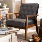 Fauteuil de salon capitonné en velours – Style Sorrento, moderne du milieu du siècle