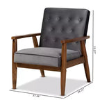 Fauteuil de salon capitonné en velours – Style Sorrento, moderne du milieu du siècle
