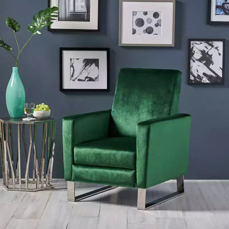 Modern Push-Back High Leg Recliner Chair – Brightwood Style, Upholstered