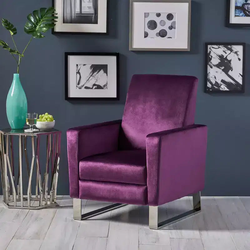 Modern Push-Back High Leg Recliner Chair – Brightwood Style, Upholstered