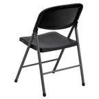 Heavy-Duty Plastic Folding Chairs – Set of 2, 330 lb Capacity, Charcoal Frame