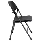 Heavy-Duty Plastic Folding Chairs – Set of 2, 330 lb Capacity, Charcoal Frame