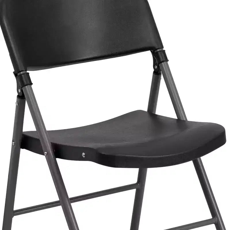 Heavy-Duty Plastic Folding Chairs – Set of 2, 330 lb Capacity, Charcoal Frame