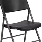 Heavy-Duty Plastic Folding Chairs – Set of 2, 330 lb Capacity, Charcoal Frame