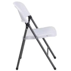 Heavy-Duty Plastic Folding Chairs – Set of 2, 330 lb Capacity, Charcoal Frame