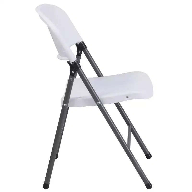 Heavy-Duty Plastic Folding Chairs – Set of 2, 330 lb Capacity, Charcoal Frame