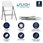 Heavy-Duty Plastic Folding Chairs – Set of 2, 330 lb Capacity, Charcoal Frame
