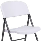 Heavy-Duty Plastic Folding Chairs – Set of 2, 330 lb Capacity, Charcoal Frame