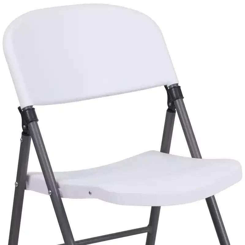 Heavy-Duty Plastic Folding Chairs – Set of 2, 330 lb Capacity, Charcoal Frame