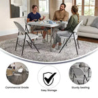 Heavy-Duty Plastic Folding Chairs – Set of 2, 330 lb Capacity, Charcoal Frame