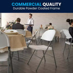 Heavy-Duty Plastic Folding Chairs – Set of 2, 330 lb Capacity, Charcoal Frame