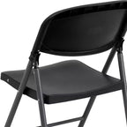 Heavy-Duty Plastic Folding Chairs – Set of 2, 330 lb Capacity, Charcoal Frame