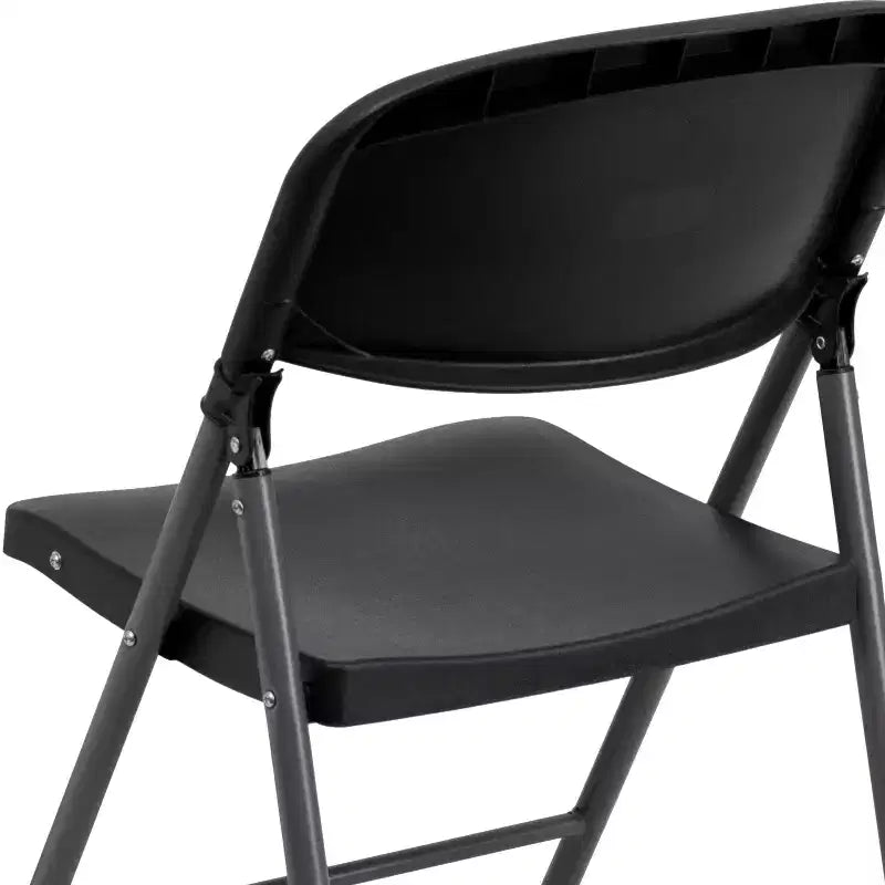 Heavy-Duty Plastic Folding Chairs – Set of 2, 330 lb Capacity, Charcoal Frame