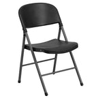 Heavy-Duty Plastic Folding Chairs – Set of 2, 330 lb Capacity, Charcoal Frame