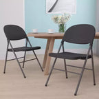 Heavy-Duty Plastic Folding Chairs – Set of 2, 330 lb Capacity, Charcoal Frame