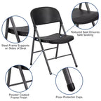 Heavy-Duty Plastic Folding Chairs – Set of 2, 330 lb Capacity, Charcoal Frame