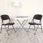 Heavy-Duty Plastic Folding Chairs – Set of 2, 330 lb Capacity, Charcoal Frame