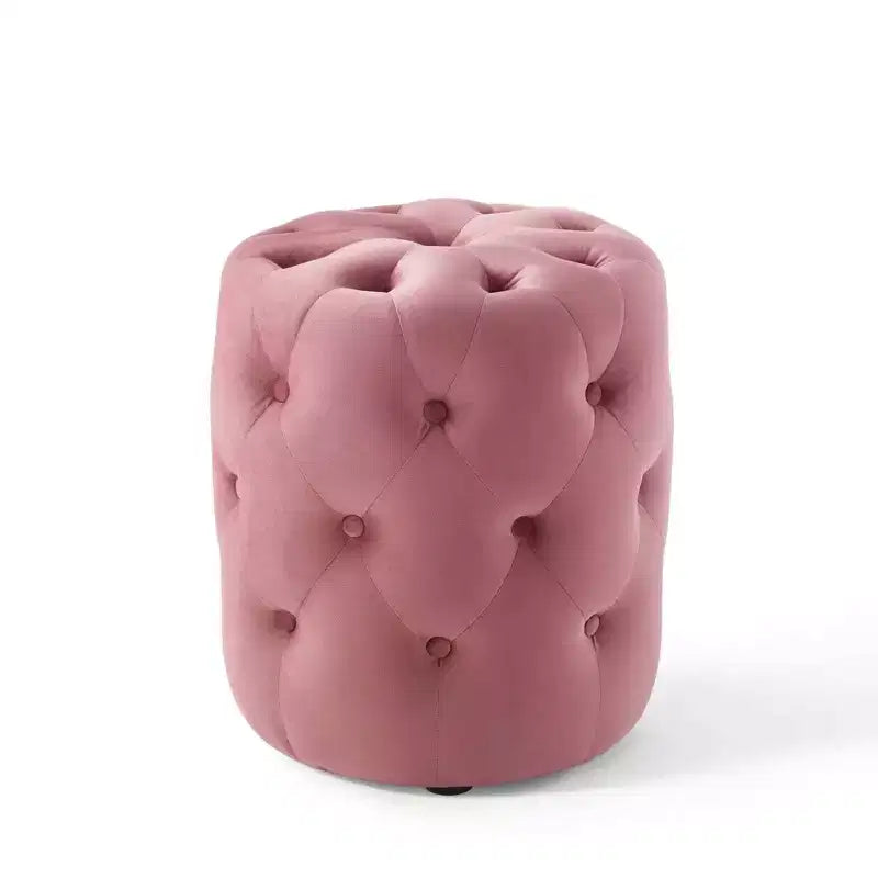Amour Tufted Button Round Performance Velvet Ottoman - Modway