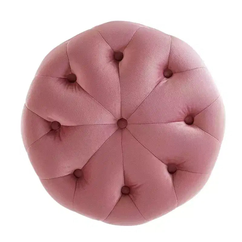 Tufted Button Round Performance Velvet Ottoman