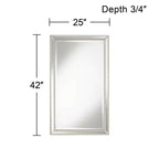 25" x 42" Rectangular Beveled Wall Mirror – Antique Silver Frame, Vertical or Horizontal