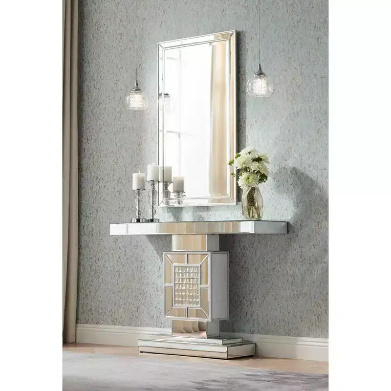 25" x 42" Rectangular Beveled Wall Mirror – Antique Silver Frame, Vertical or Horizontal