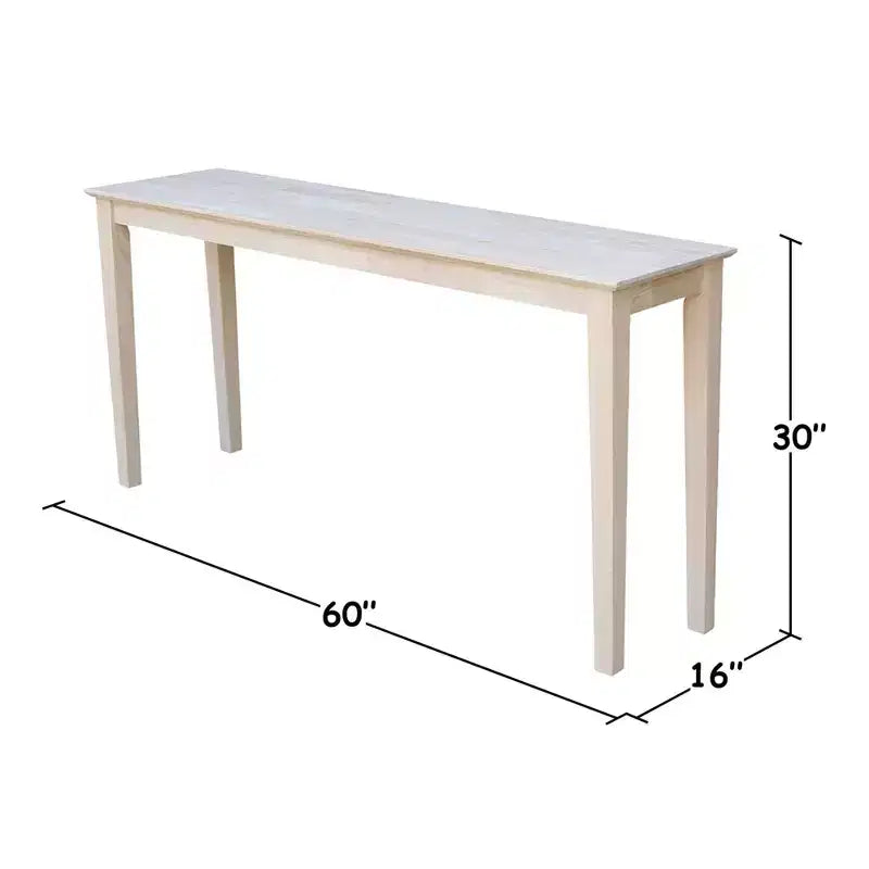 Table console de style en bois brut – 60"L x 30"H, Rectangulaire