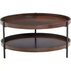 Elm Lane Taos Modern Industrial Minimalist Wood Round Coffee Table 36 Wide with Lower Shelf Dark Brown for Living Room Bedroom Bedside