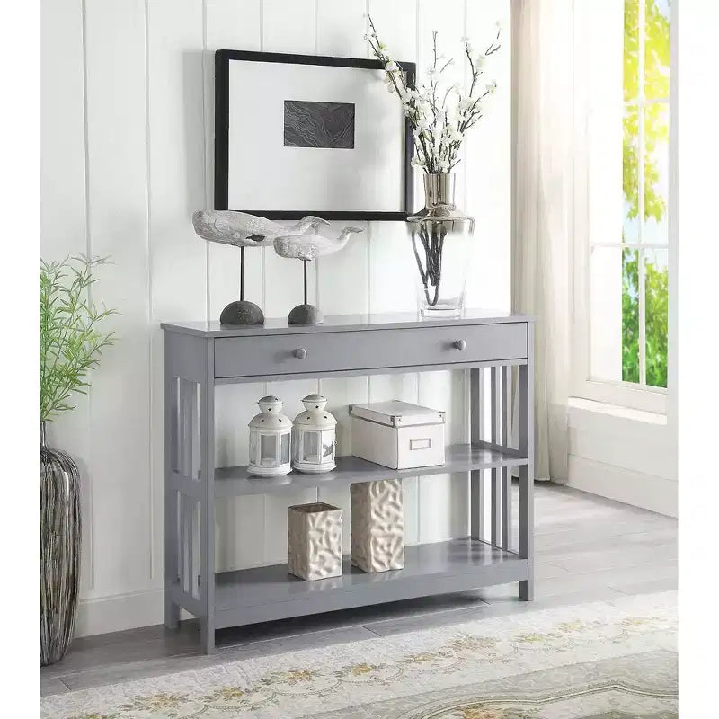 Mission Style 1-Drawer Console Table – White, Rectangle
