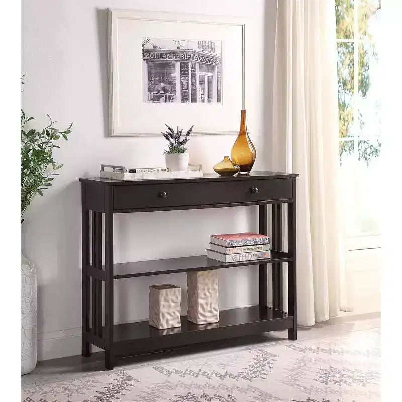 Mission Style 1-Drawer Console Table – White, Rectangle