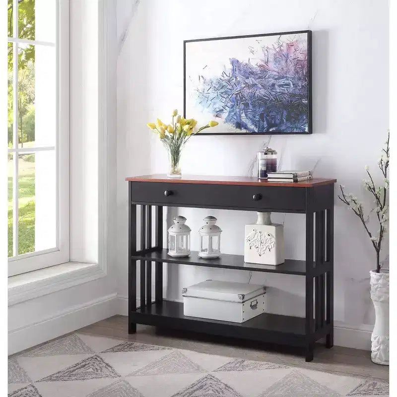 Mission Style 1-Drawer Console Table – White, Rectangle
